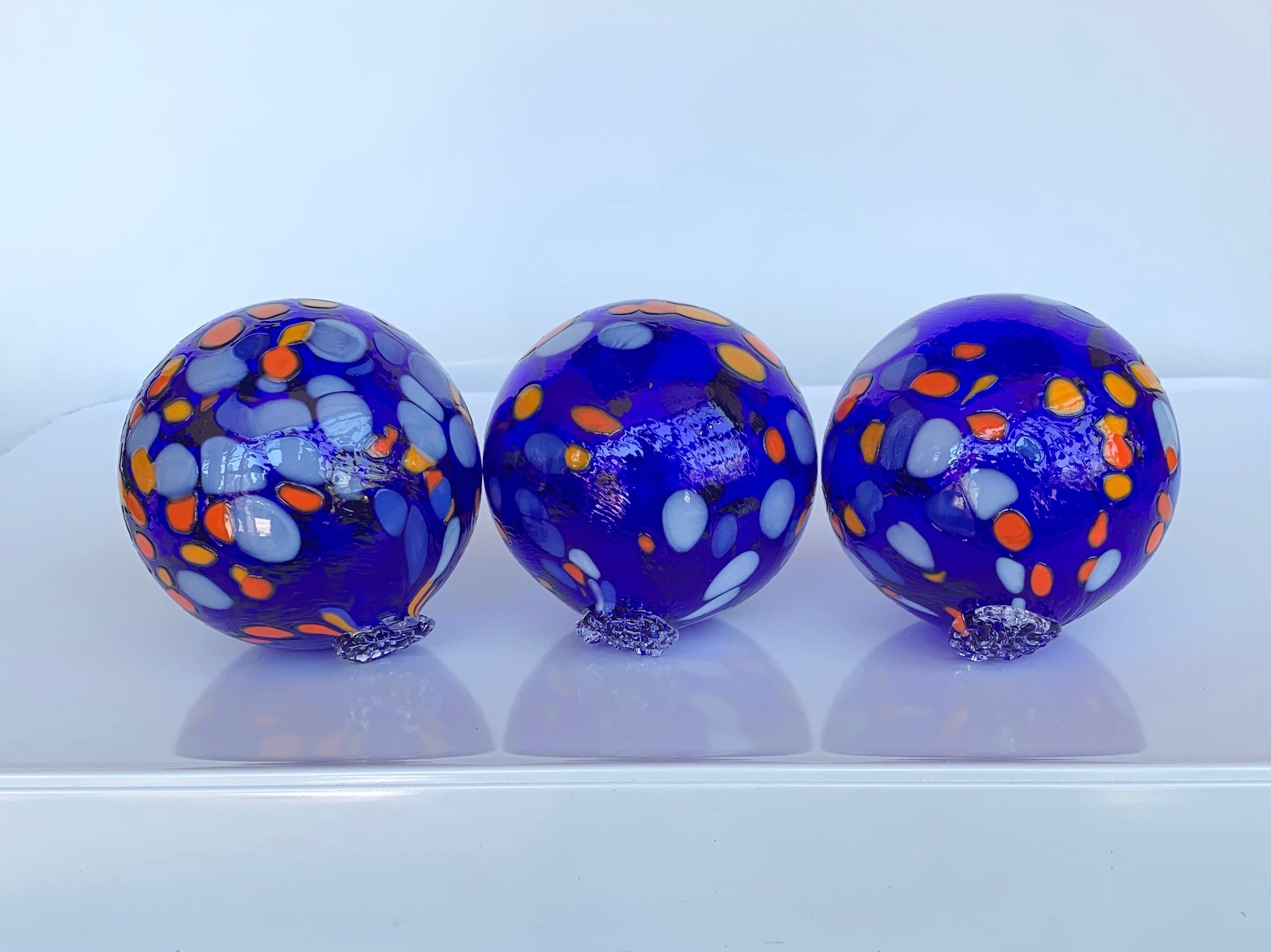 Flotadores de punto azul y naranja conjunto de tres bolas | Etsy