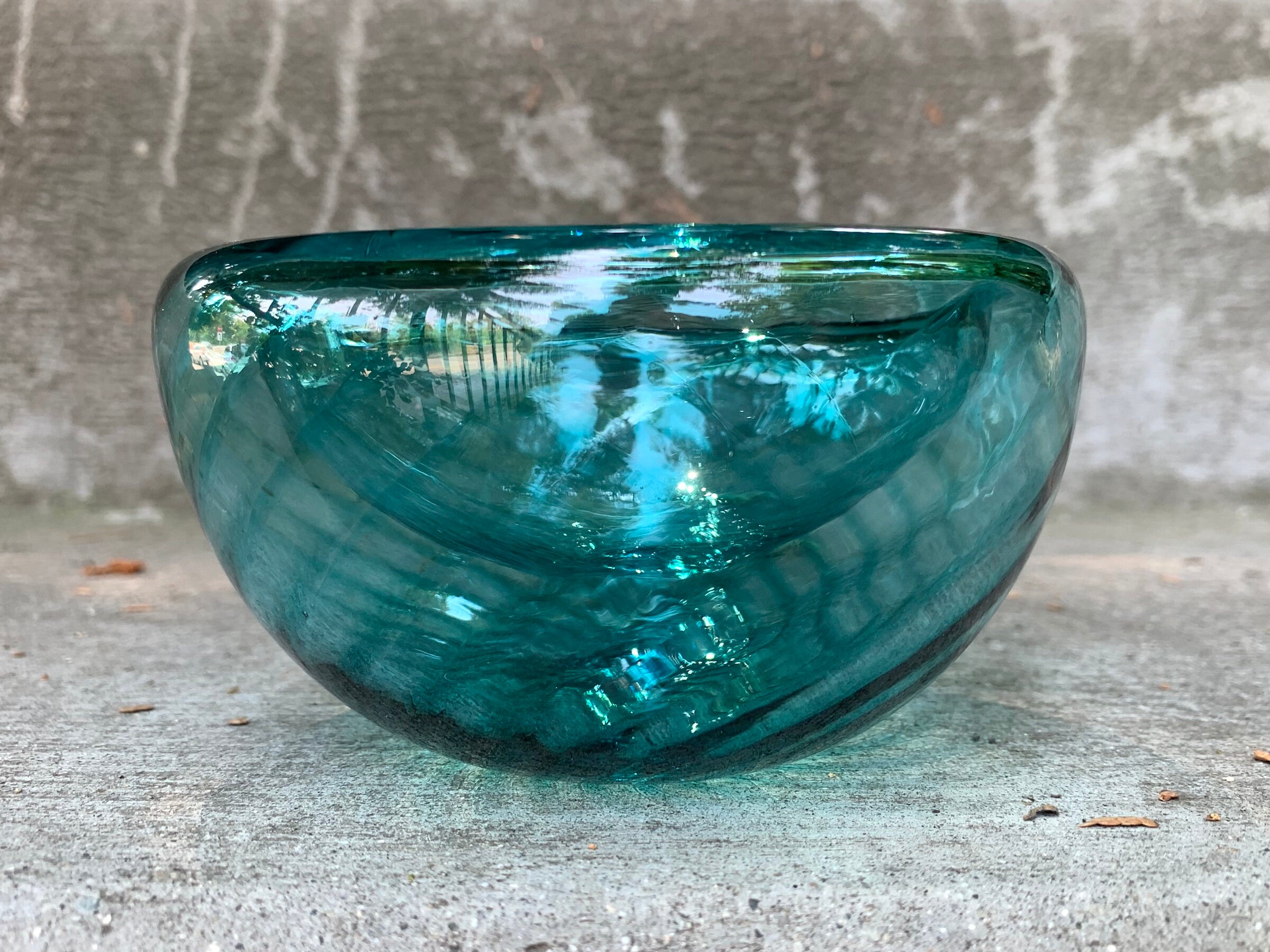 Aqua Hand Blown Glass Bowl 4.25 DoubleWall Style Optic Etsy
