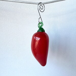 Glass Chili Pepper Ornament Red and Green Hot Fresno Serrano image 4