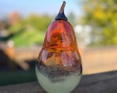 Blown Glass Pear: Autumn, Thanksgiving Table Decoration, 7.5"  Sculpture - Avalon Glassworks