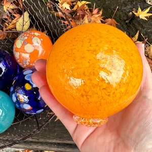 Blue Orange Turquoise Nautical Glass Floats, Set of 5 Hand Blown Spheres, Interior Design Balls, Garden Art Decor Orbs, Avalon Glassworks image 10