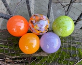 Purple Green Orange Blown Glass Floats: Set of 5 Decor Balls, 2.75" Orbs - Avalon Glassworks