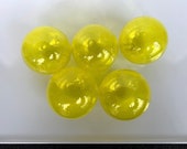 Bright Yellow Floats, Set of 5 Hand Blown Glass Garden Balls, 2.75" Interior Design Spheres, Coastal Nautical Beach Decor, Avalon Glassworks