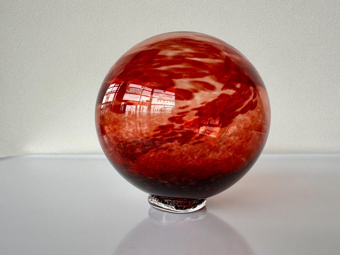 30th Anniversary Float, Red Blown Glass 4" Decorative Ball, Burgundy ...