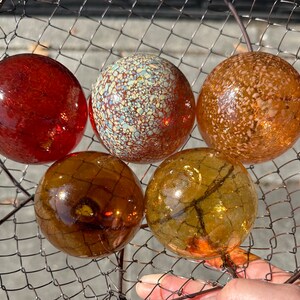 Earth Tone Blown Glass Floats Set of 5 Natural Color Balls image 9