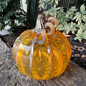 Vessel Glass Handblown Pumpkin- Classic Orange - Wendell August Forge