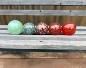 Red & Turquoise Mix Blown Glass Floats: Set of 5 Decor Balls, 2.75" Orbs - Avalon Glassworks
