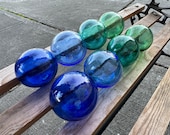 Beach Glass Floats: Blue & Green Decor Balls, 2.5" Orbs - Avalon Glassworks
