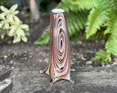 Tree Trunk Vase, 10.25" Wood Grain Blown Glass "Faux Bois" Art Sculpture - Avalon Glassworks