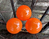 Orange Glass Floats, Set of 3 Small Hand Blown Balls, Interior Design Spheres Garden Pond Orbs Birdbath Water Feature Art, Avalon Glassworks