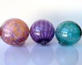 Pink, Purple, Turquoise Glass Floats: Set of 3 Decor Balls, 4.25" Orbs - Avalon Glassworks