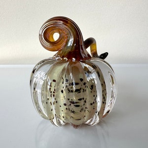 Gold Brown Spot Glass Pumpkin, Solid Paperweight 3 Decorative Autumn Squash Sculpture Table Mantel Thanksgiving Decor, Avalon Glassworks image 4