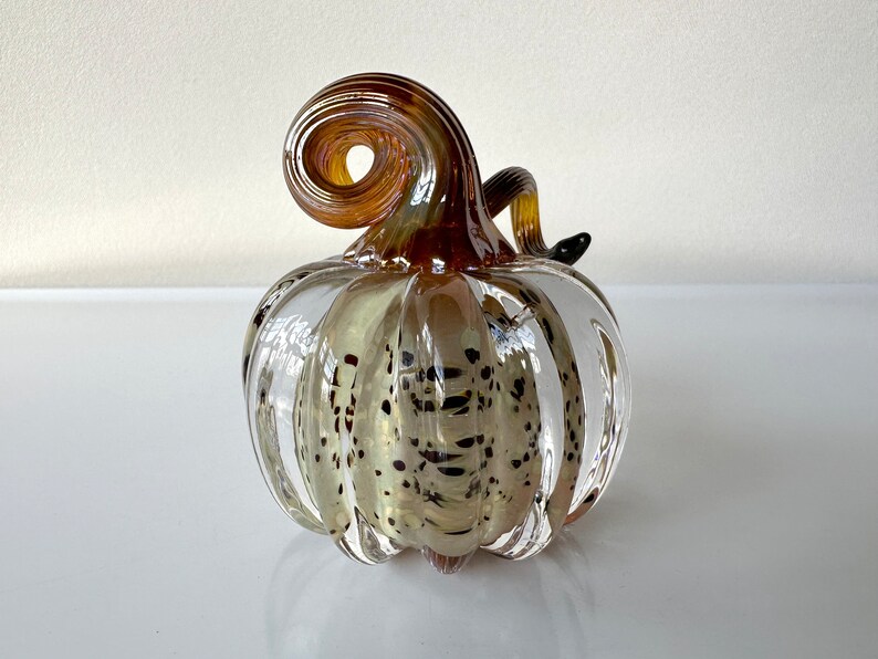 Gold Brown Spot Glass Pumpkin, Solid Paperweight 3 Decorative Autumn Squash Sculpture Table Mantel Thanksgiving Decor, Avalon Glassworks image 4