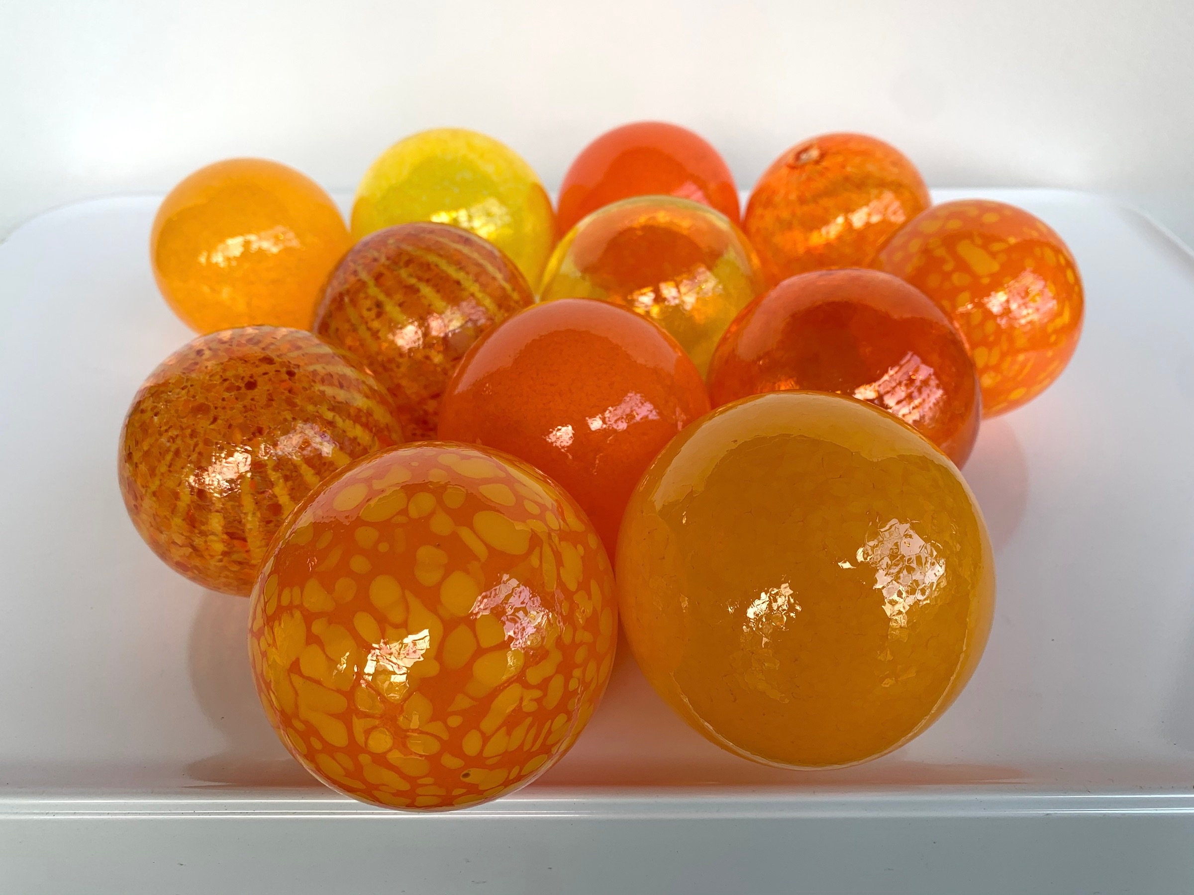 Orange and Yellow Blown Glass Balls Set of 12 Small Outdoor Etsy