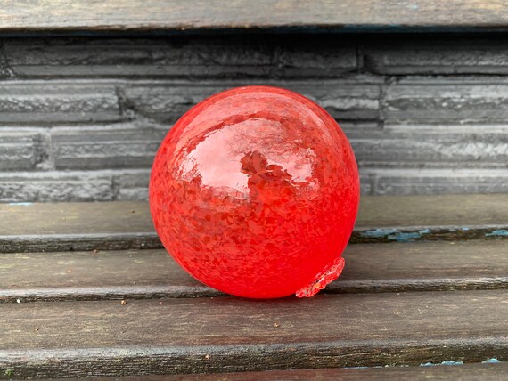 REPRODUCTION RED HAND BLOWN GLASS FLOAT BALL BUOY 4" #F-508C 