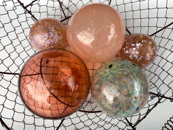 Pink And Peach Garden Balls Set Of Five 2 5 To Etsy
