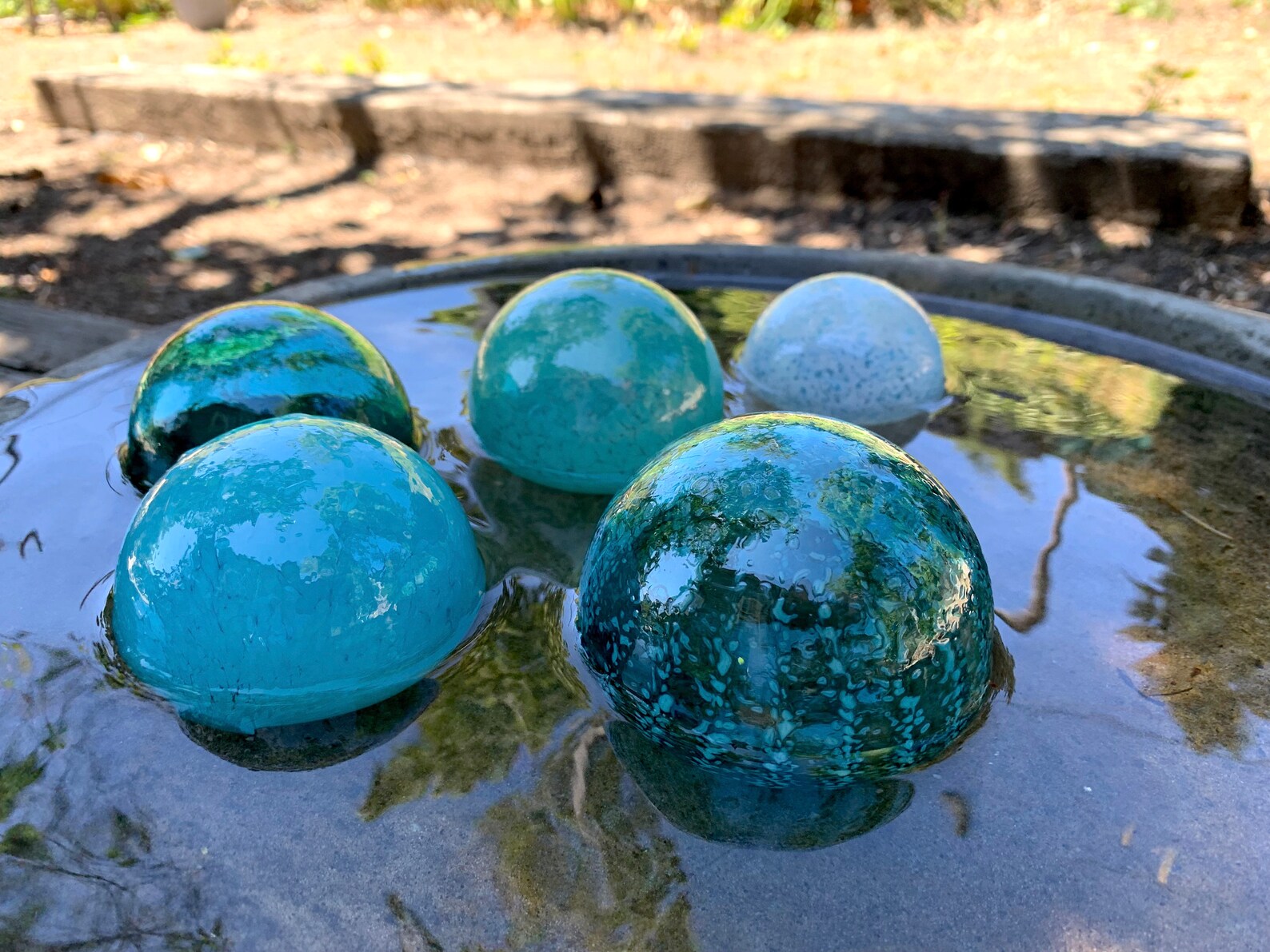 Turquoise Teal Aqua Blue Hand Blown Glass Balls Set of 5 Etsy