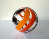 Red, Orange & Black "Glassies" Blown Glass Float: Tiger's Eye Decor Ball, 5" Orb - Avalon Glassworks