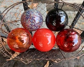 Red Blown Glass Floats: Set of 5 Decor Balls, 2.75" Orbs - Avalon Glassworks