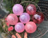 Pink Floats, Set of 7 Light Dark Translucent Blown Glass Balls, Garden Pond Orbs, Interior Design Spheres, Pastel Decor, Avalon Glassworks