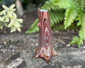 Tree Trunk Vase, 10.5" Wood Grain "Faux Bois" Art Glass Sculpture - Avalon Glassworks