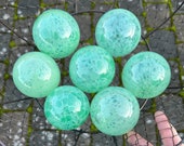 Sea Foam Jade Green Speckle Coffee Table Balls, 7 Blown Glass Stack Spheres Basket Fill Decor Garden Orb Bulb Float Globe, Avalon Glassworks
