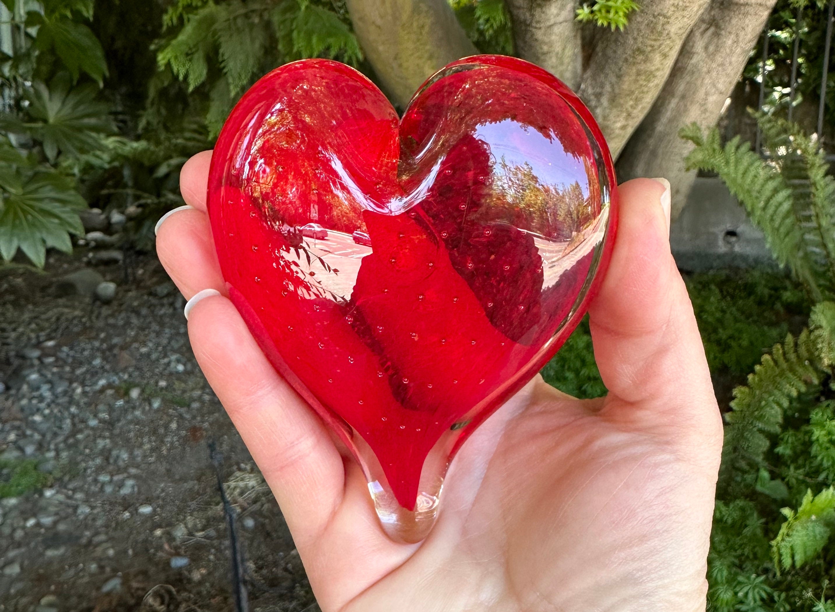 Red Glass Bubble Heart, Solid Heart-shaped Paperweight Art Sculpture  Controlled Bubble Design, Valentine Anniversary Gift, Avalon Glassworks -   Israel