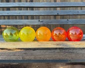 Red Orange Yellow Green Blown Glass Floats: Decor Balls, 3" Orbs - Avalon Glassworks