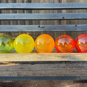 Red Orange Yellow Green Blown Glass Floats: Decor Balls, 3" Orbs - Avalon Glassworks