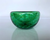 Green Sparkle Bowl, 4" Double-Wall Style Emerald Blown Glass Candy Dish, Jewelry Holder, Key Drop, Entry Hall Art Decor, Avalon Glassworks