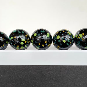 End-of-the-Day Mix Blown Glass Balls, Set of 5 Black Floats, 2.53 Garden Decor, Outdoor Art Spheres, Basket Filler, Avalon Glassworks image 5