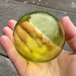 Single Float, Lime Green 2.5&quot; Hand Blown Glass Ball, Small Transparent Interior Design Sphere, Garden Pond Decorative Orb, Avalon Glassworks