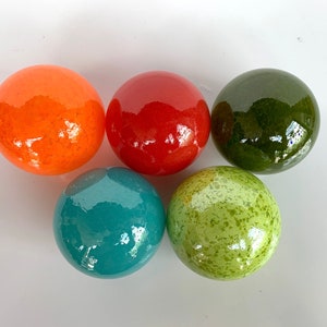 Mid-Century Colorful Set of Five 2.75 Glass Floats Garden image 10