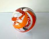 Red, Orange & Black Blown Glass Float: Tiger's Eye "Glassies" Decor Ball, 4.5" Orb - Avalon Glassworks