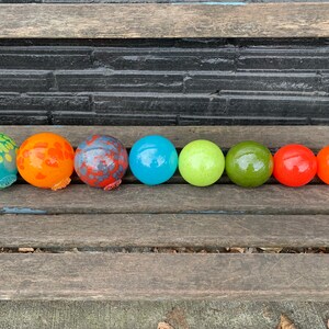 Mid-Century Colorful Set of 8 Glass Floats Hand Blown Garden image 4