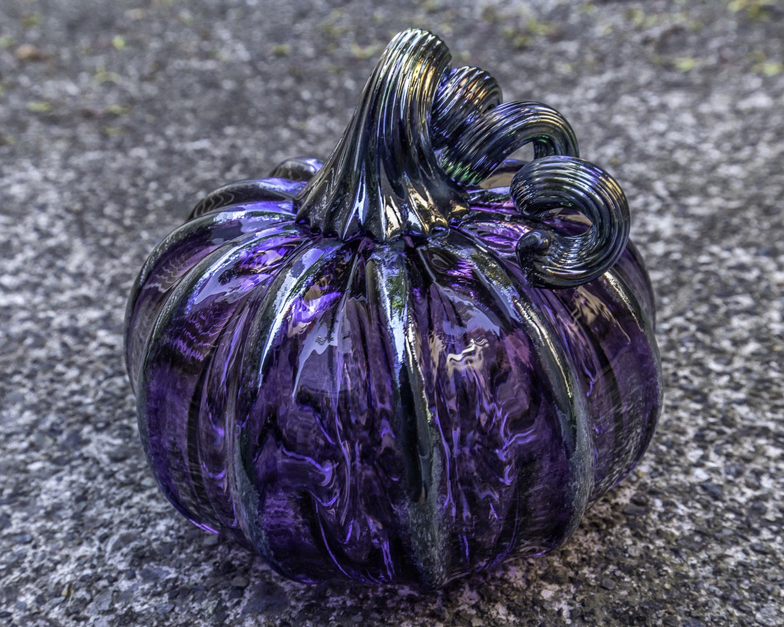 Purple Blown Glass Pumpkin 4 Decorative Sculpture with | Etsy