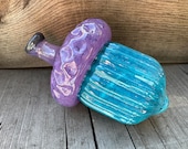 Turquoise & Purple Glass Acorn: Autumn Table Decoration, 3.5" Sculpture - Avalon Glassworks