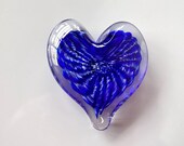 Blue and White Radial Burst Glass Heart, Solid Paperweight Sculpture, Love Friendship Wedding Valentine Anniversary Gift, Avalon Glassworks