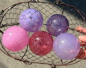 Purple & Pink Blown Glass Floats: Set of 5 Decor Balls, 2.75" Orbs - Avalon Glassworks