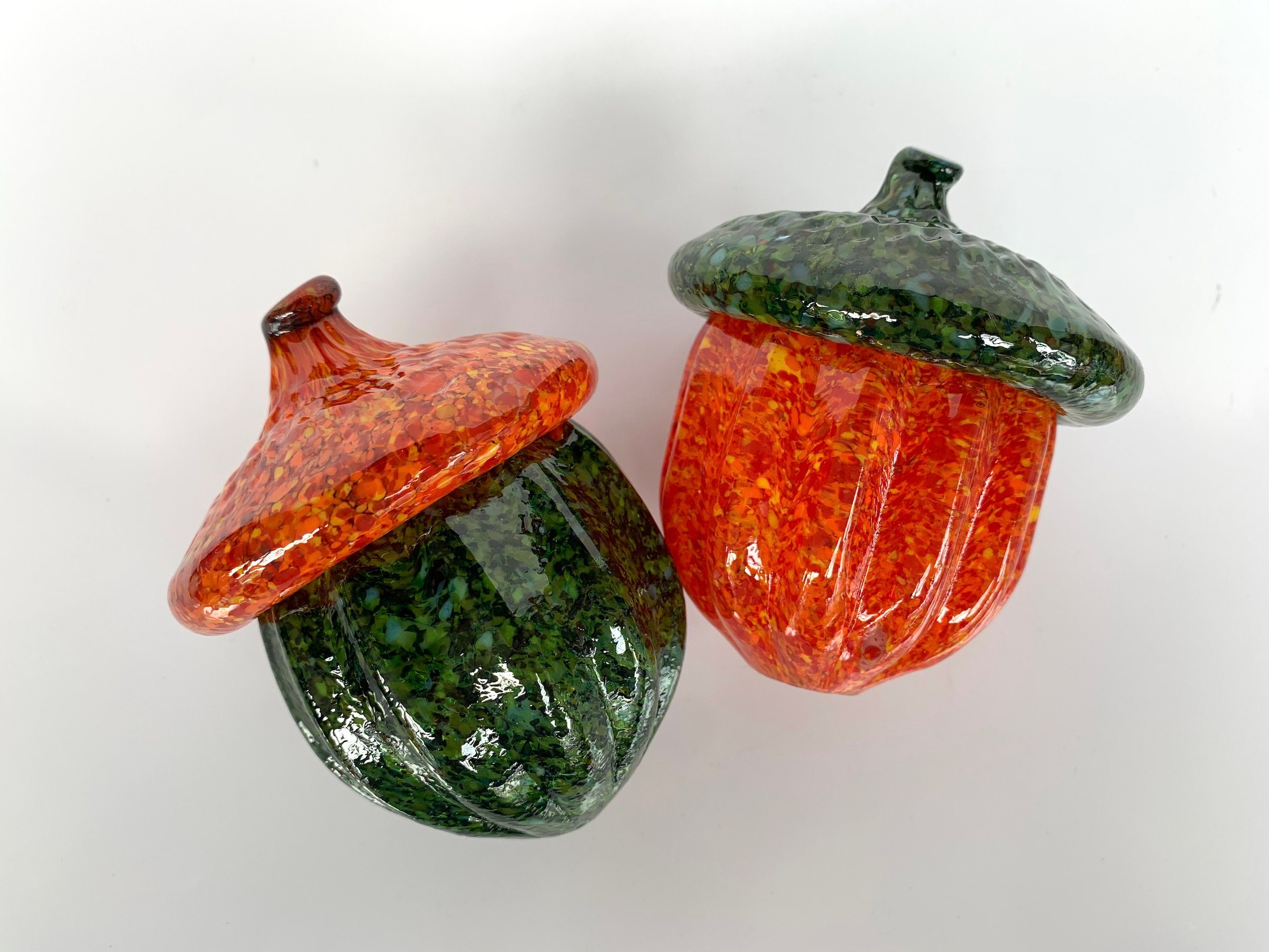 Blown Glass Acorn Sculptures Set of Two 4 Orange and Etsy