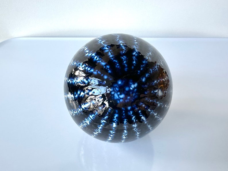 Black and White Glass Float, 3.25 Decorative Hand Blown Ball, Outdoor Garden Orb Coastal Nautical Interior Design Sphere, Avalon Glassworks image 4