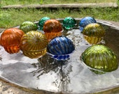Floating Glass Balls, Colorful Set of 10 Small Hand Blown Floats, Nautical Coastal Art Decor, Garden Orbs, Design Spheres, Avalon Glassworks