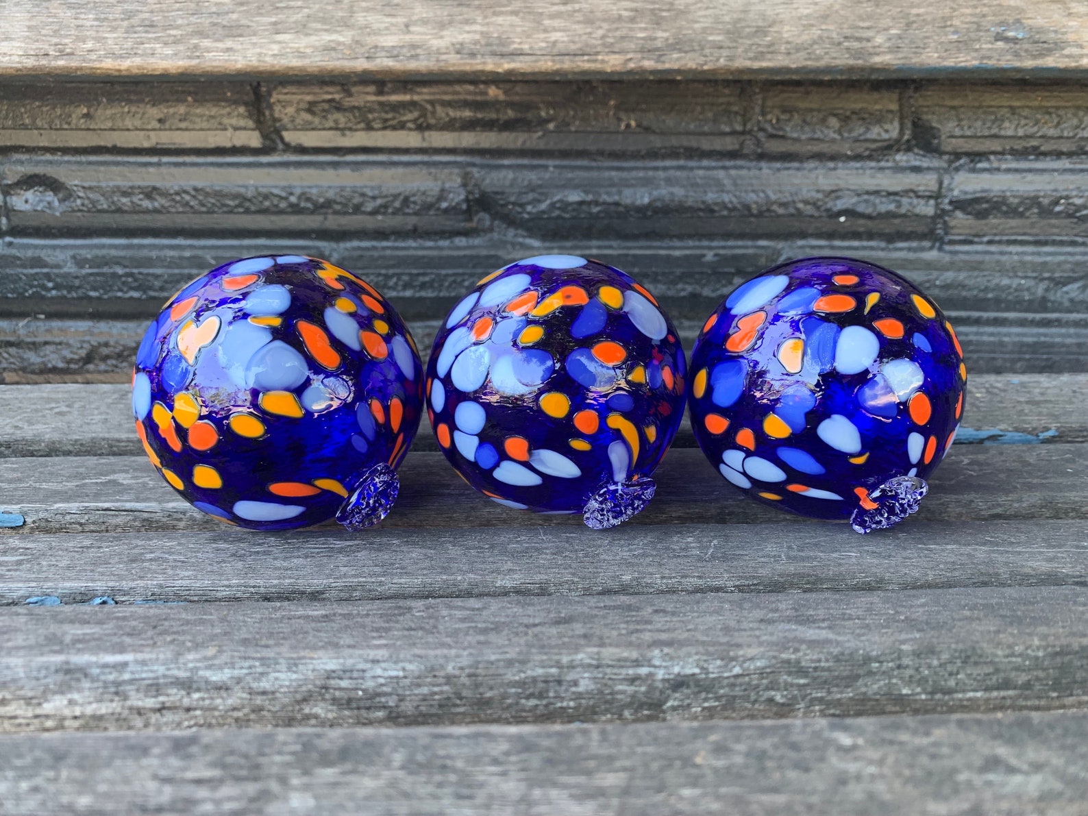 Flotadores de punto azul y naranja conjunto de tres bolas | Etsy