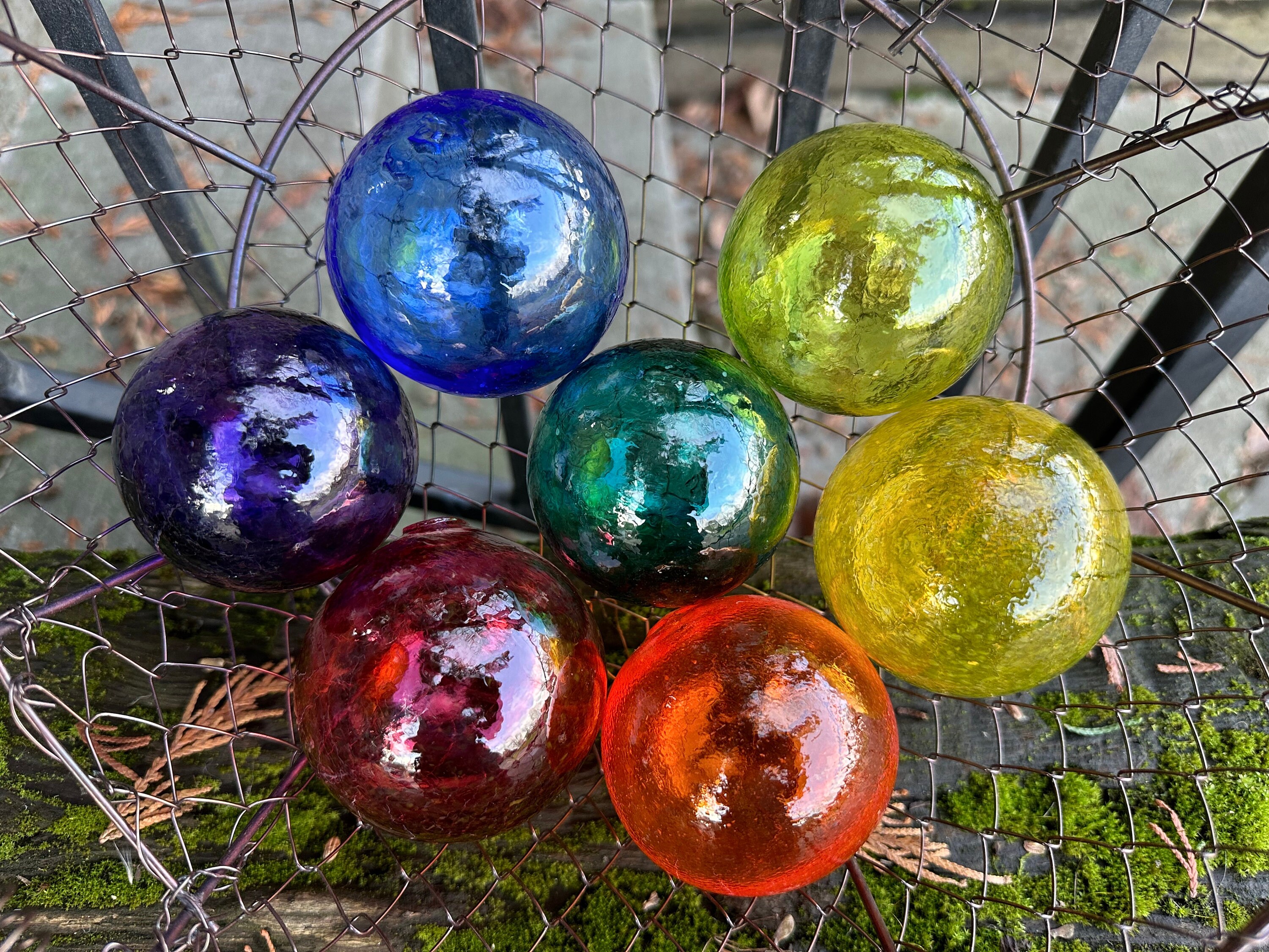 Rainbow Glass Stack Balls, Prismatic Set of 7 Transparent Decor Spheres,  Coffee Table Art Garden Orbs Bulbs Floats Globes, Avalon Glassworks - Etsy