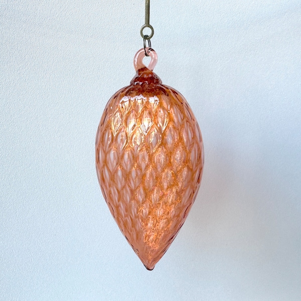 Special Edition Ornament 2023, "Coho" Signed Numbered Blown Glass Salmon Fish and Hook Ornament, Hanging Pink Sun Catcher, Avalon Glassworks