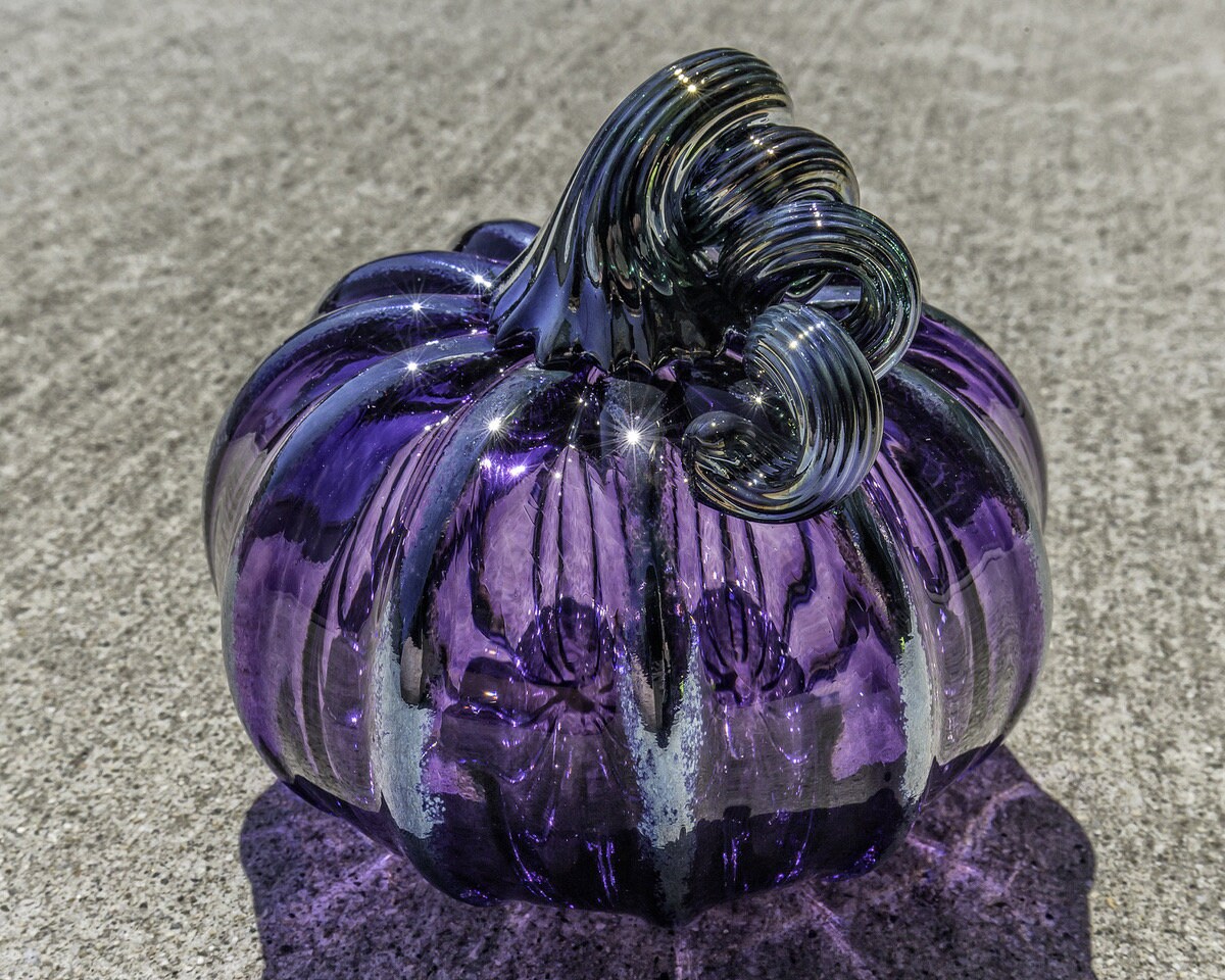 Purple Blown Glass Pumpkin 4 Decorative Sculpture with | Etsy