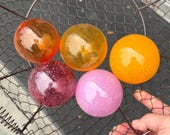 Blown Glass Floats: Set of 5 Pink & Orange Decor Balls, 2.75" Orbs - Avalon Glassworks
