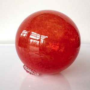 Red Blown Glass Float: 4&quot; Coastal Nautical Garden Art Ball - Avalon Glassworks