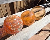 Blown Glass Floats: "The Peaches" Set of 3 Decor Balls, 2.75" Orbs - Avalon Glassworks