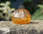 Peach Glass Sea Urchin Shell Sculpture: 3.25" Beach Decoration - Avalon Glassworks